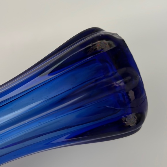Vintage MCM 5 Finger Cobalt Blue Glass Swung Vase - Picture 9 of 12
